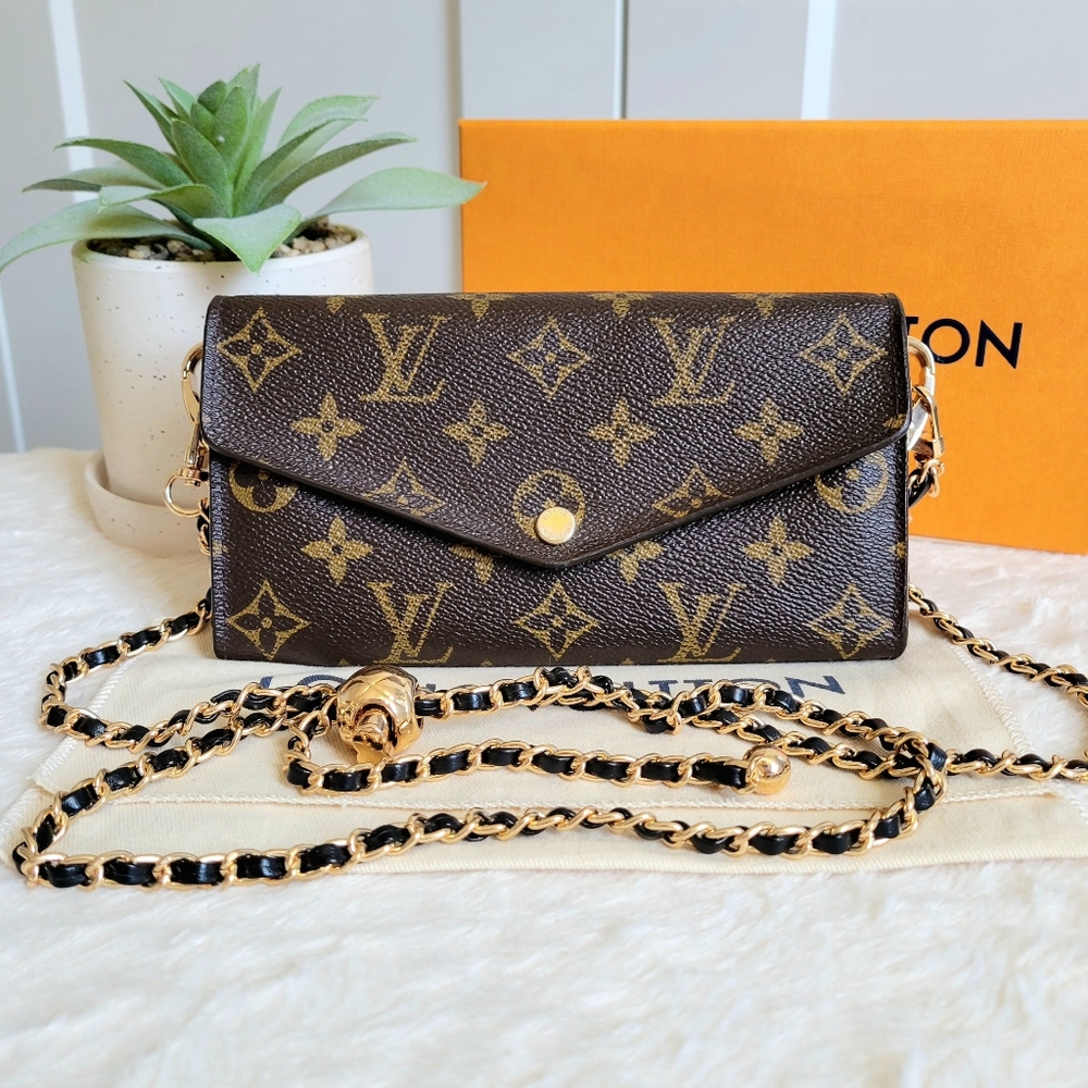 Louis Vuitton Monogram Wallet with Gold Chain